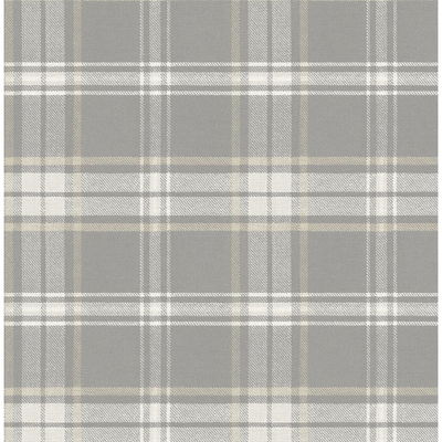 Sennehill Plaid Daydream Grey Wallpaper